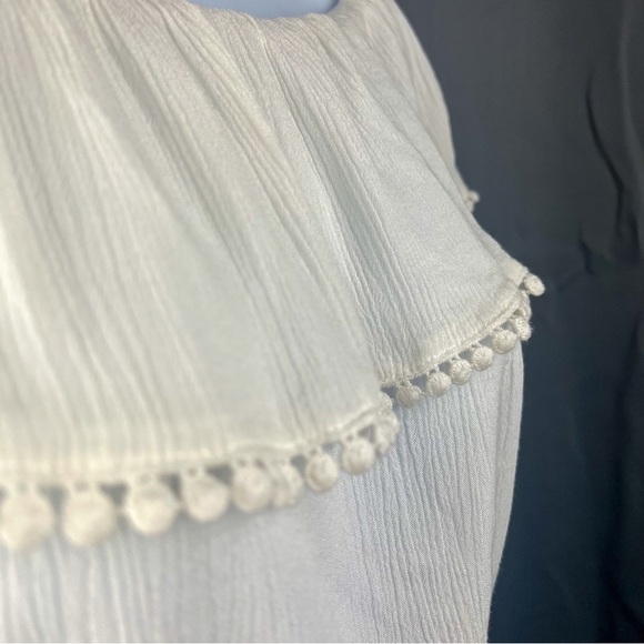 Off-Shoulder Ruffle Bardot Peasant Crop Top Pirate Wench Costume Boho Small - Picture 4 of 9